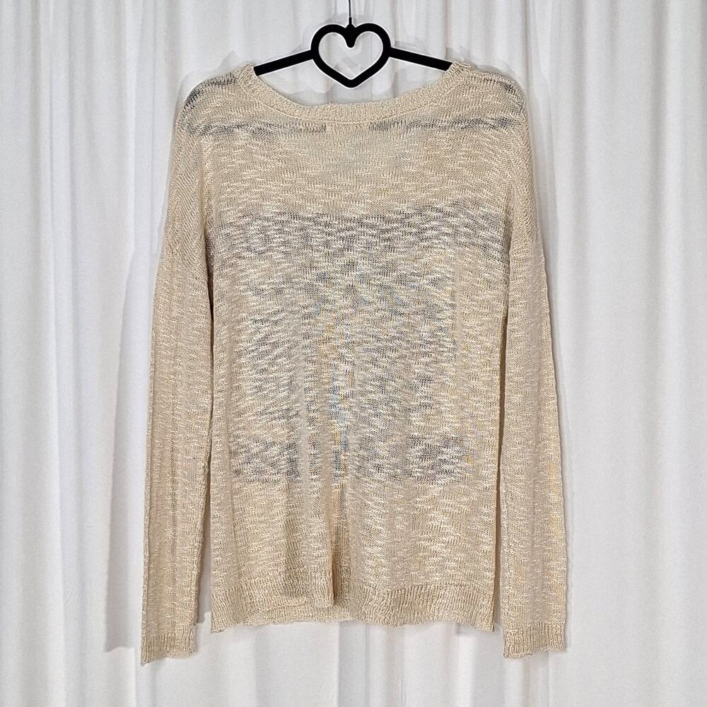 Pink Rose Women's Sweater XL Beige Southwestern Aztec Lightweight Knit Boho Top - Picture 5 of 13